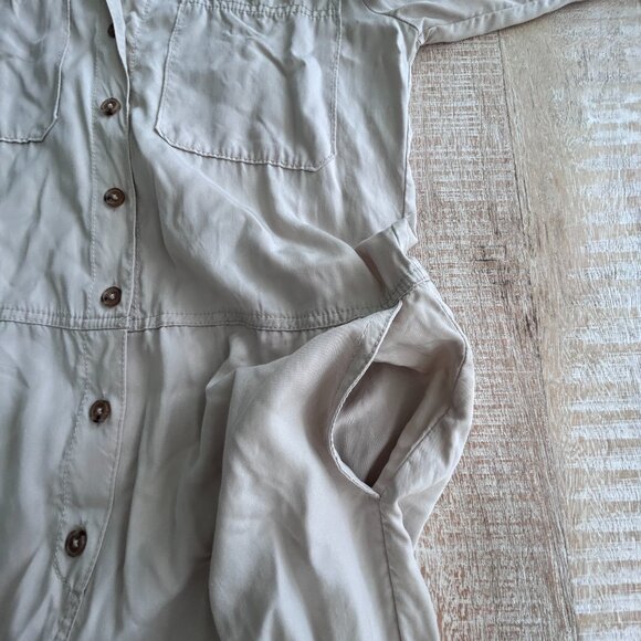 Banana Republic Light Tan UTILITY JUMPSUIT Roll-Tab Sleeves Size 4 - Picture 11 of 14